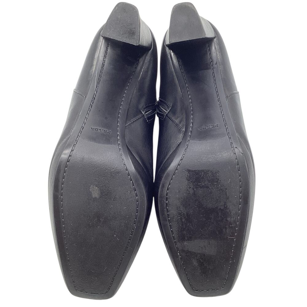 Prada Ankle Booties Women’s Size 10/11 Nappa Leather Square Toe in Black - Picture 6 of 7